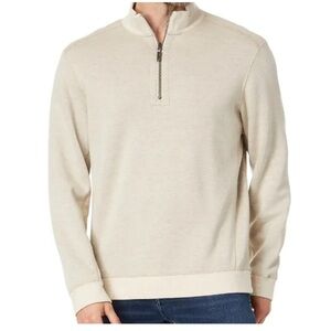 Tommy Bahama cream speckled quarter zip pullover